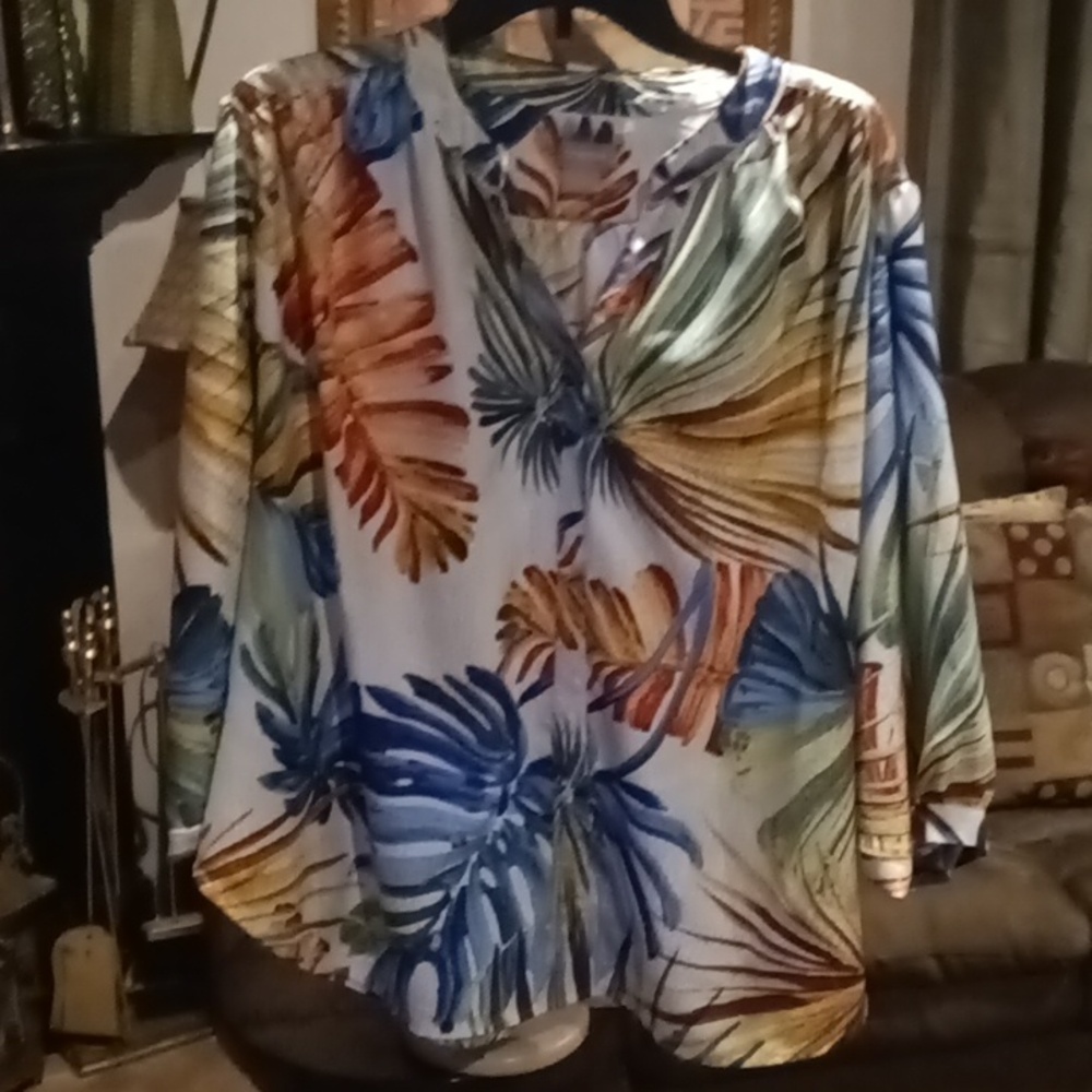 Chico's Polyester Multi-Colored Foliage Print Blo… - image 2